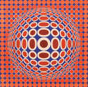  / Červená a modrá / Viktor Vasarely