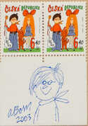  / Mach, Jonatán a Šebestová - tři aršíky poštovních známek s kresbou / Adolf Born