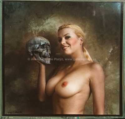 Jan Saudek - Girl With Scull