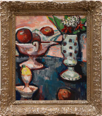 Josef Liesler - Zátiší s ovocem a vázou