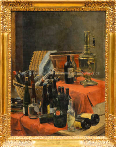 Jan Honsa - Zátiší s lahvemi a samovarem