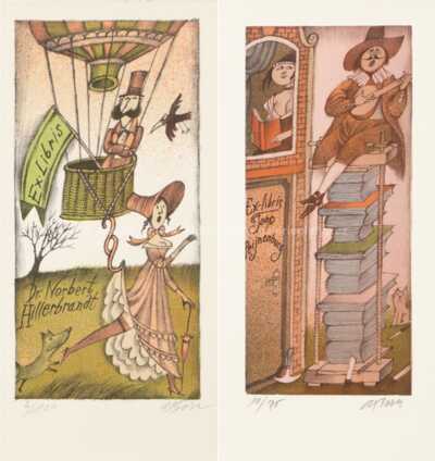 Adolf Born - Ex Libris, konvolut dvou kusů