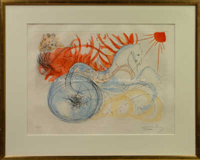 Salvador Dalí - Eliáš (Helios) ve svém ohnivém kočáře