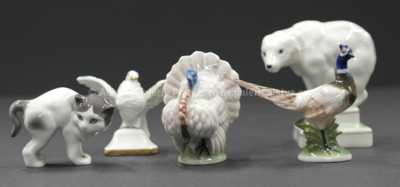 Konvolut pěti kusů porcelánových zvířátek
