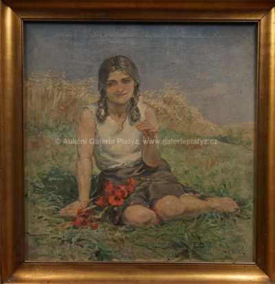 Autor neurčen - Dívka s květy