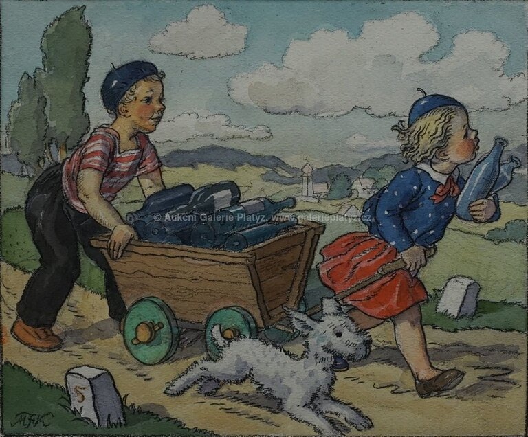  / Děti s vozíkem / Marie Fischerová – Kvěchová