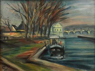  / Pohled na Sovovy mlýny a Karlův most / Bedřich  Feigl