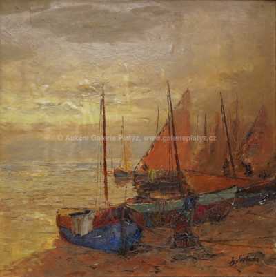  / Rybáři při západu slunce / Josef  Svoboda