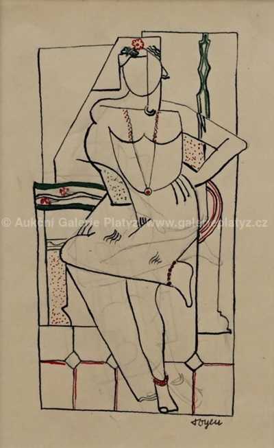  / Kompozice se sedící dívkou / Marie Čermínová - Toyen