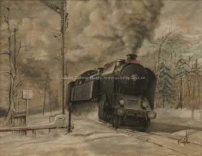  / Lokomotiva v zimě /   Autor neurčen