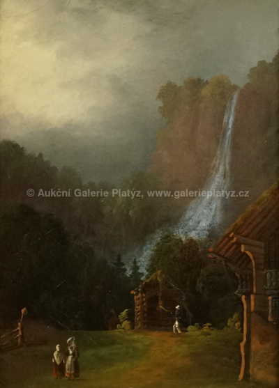  / Alpská krajina s vodopádem / Josef Navrátil