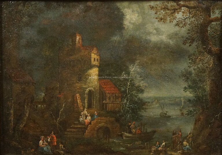  / Krajina s hradem a pocestnými / Jan Jakub Hartmann