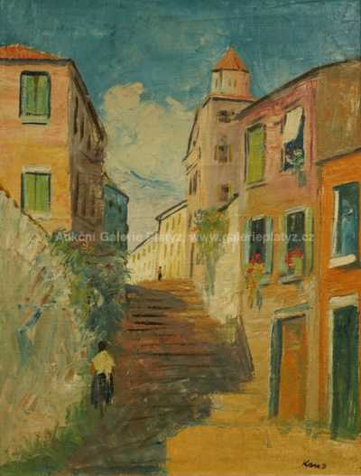  / Ulička ve Španělsku se schodištěm v Tossa de Mar / Georges Kars