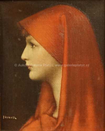  / Portrét dívky v červeném / Jean-Jacques Henner