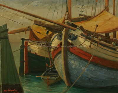  / Rybářské bárky v přístavu / Alois Kohout (Lecoque)