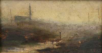  / Krajina v mlze s potokem / Ladislav László Mednyánszky