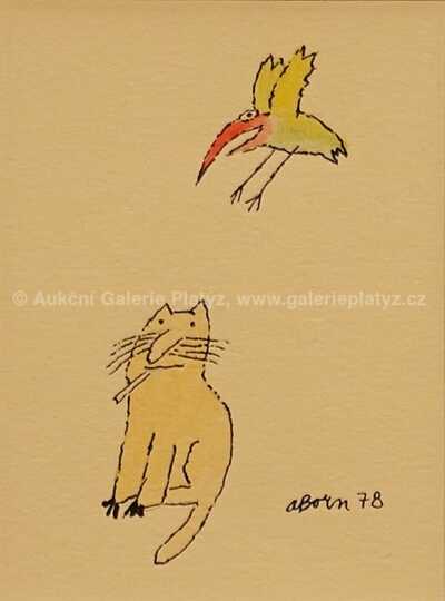  / Kočka a pták / Adolf Born