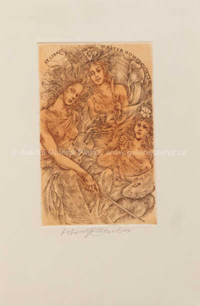  / Konvolut dvou kusů: ex libris Herakles, Hudební zátiší / Oldřich Kulhánek