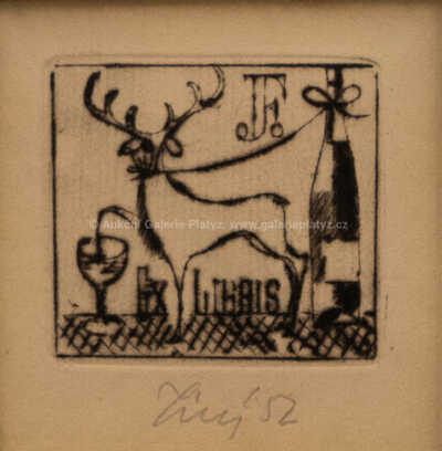  / Konvolut dvou kusů - Ex libris a Svatební oznámení / František  Tichý