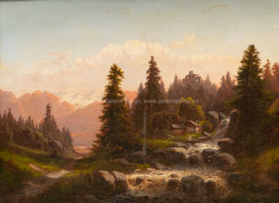  / Krajina s vodopádem / J. Riegler (Julius Zopf)