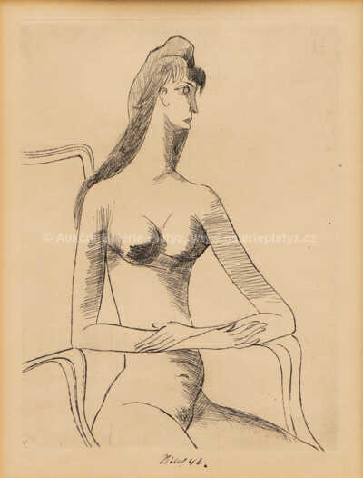  / Akt v židli s vysokým opěradlem / František  Tichý
