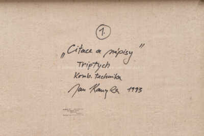  / Citace a nápisy I (triptych) / Jan Kanyza