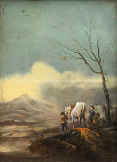  / Krajina s jezdci na břehu řeky / Philips Wouwerman - následovník