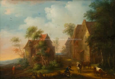  / Pastýřská scéna na návsi / Jan Frans van Bredael - připsáno