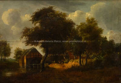  / Mlýn na okraji lesa / Meindert Hobbema - okruh
