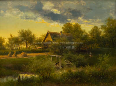  / Podvečer u chalupy (Spreewald) / Eduard Leonhardi