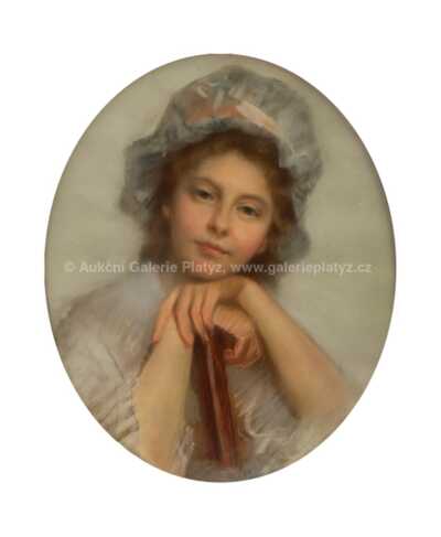  / Portrét dívky v bílém čepečku / Vojtěch Hynais