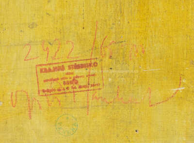  / Dáma v modré halence s košíkem jablek / Antonín Procházka