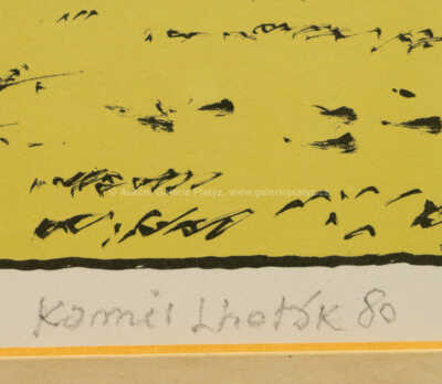  / Krajina s reklamním jablkem a letadlem / Kamil Lhoták