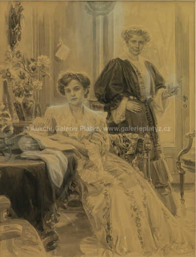  / Matka s dcerou v salonu / František Bohumil Doubek
