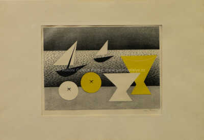  / Zátiší s vázami, loděmi a jablky / Jan  Zrzavý