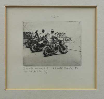  / Konvolut tří kusů: Závody motocyklů / Kamil Lhoták