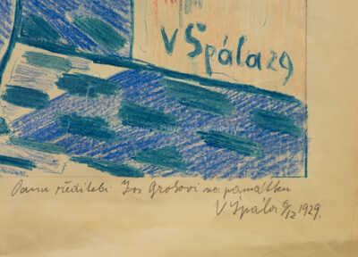  / Kytice pivoněk - pastelem ručně kolorovaný zkušební tisk / Václav Špála