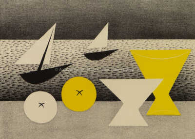  / Zátiší s vázou, loděmi a jablky / Jan  Zrzavý