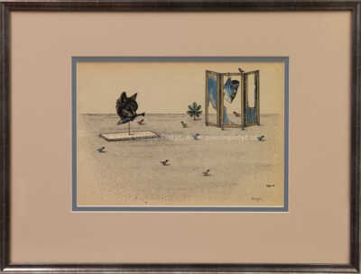 Marie Čermínová - Toyen - Surrealistická krajina s ptáčky