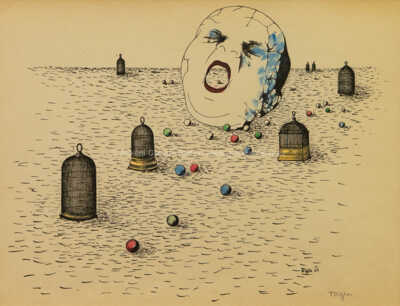  / Pláč mezi ptačími klecemi (z cyklu Střelnice) / Marie Čermínová - Toyen