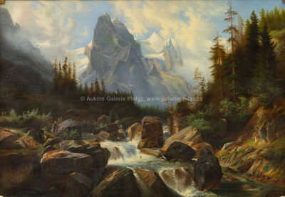  / Alpská krajina s řekou / Ferdinand Lepie