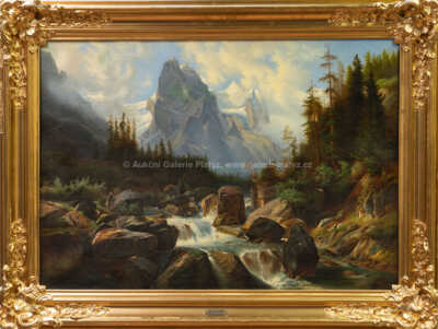 Ferdinand Lepie - Alpská krajina s řekou