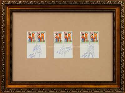 Adolf Born - Mach, Jonatán a Šebestová - tři aršíky poštovních známek s kresbou