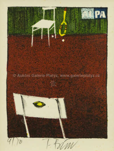  / Na tenisu - konvolut 11 ks litografií / Tomáš Bím