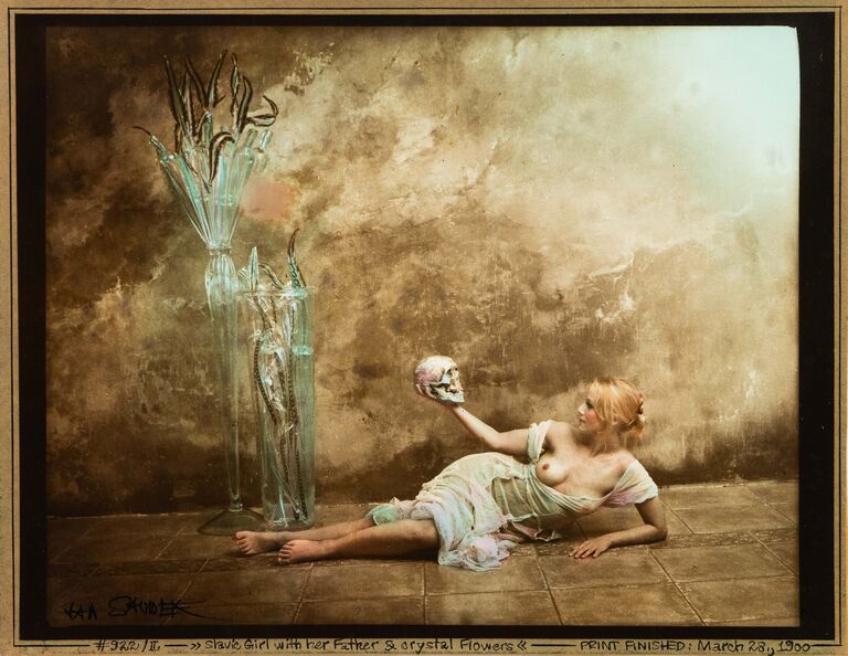 Jan Saudek - Slavic girl with her Father and crystal Flowers