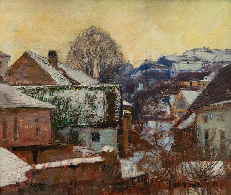  / Zimní pohled - městečko u Křivoklátu / Alois Kalvoda