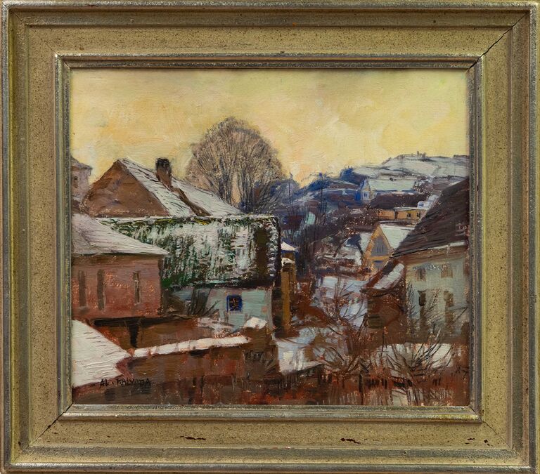 Alois Kalvoda - Zimní pohled - městečko u Křivoklátu
