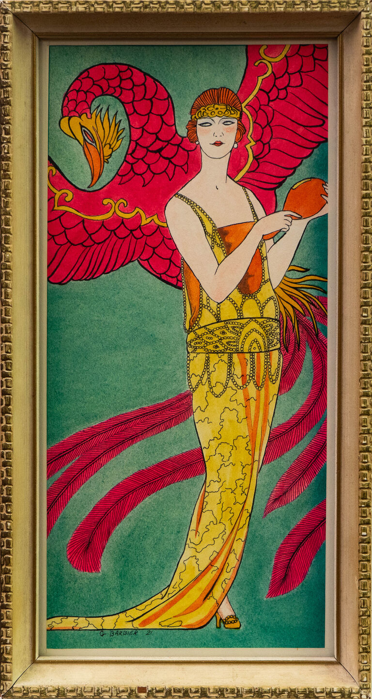 George Barbier - Dáma se zrcátkem