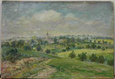  / Pohled na vesnici s kostelíkem / František Kaván