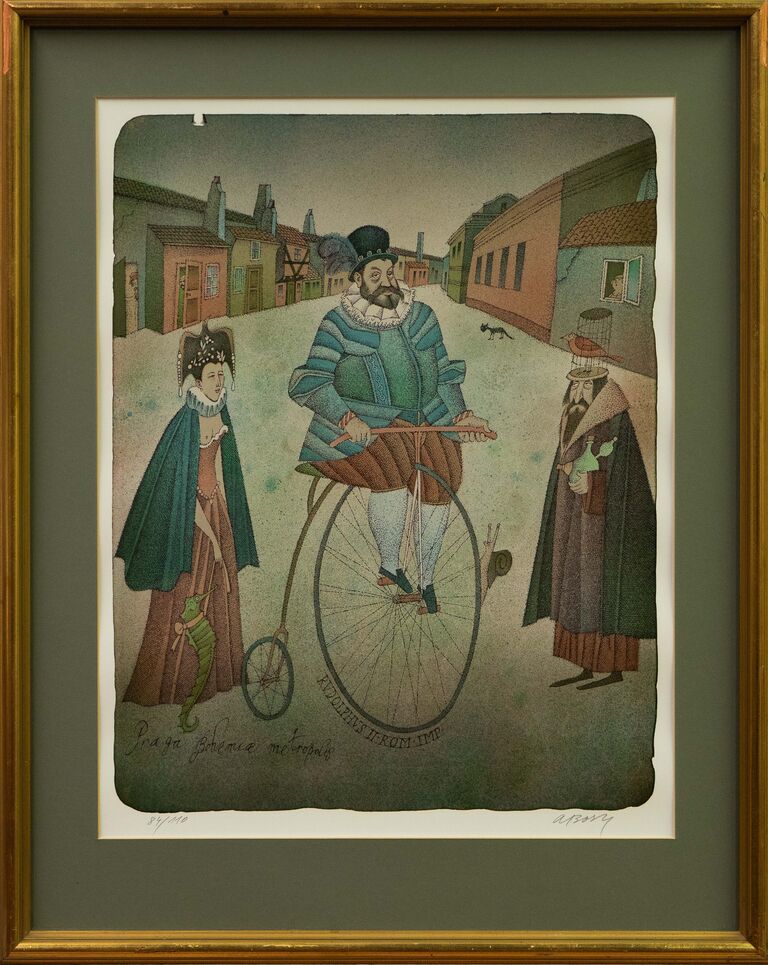 Adolf Born - Projížďka císaře Rudolfa Zlatou uličkou